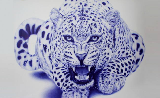 Обои картинки фото рисованное, животные, леопард, зверь, арт, eva, garrido