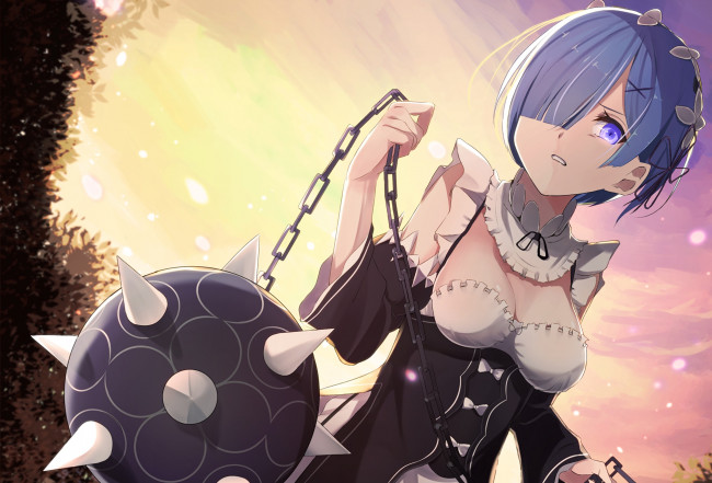 Обои картинки фото аниме, re,  zero kara hajimeru isekai seikatsu, взгляд, девушка, фон