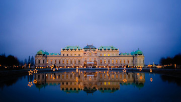 Картинка города вена+ австрия дворец вечер огни