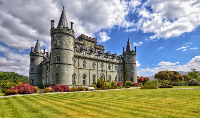 Обои картинки фото inverary castle, argyll, scotland, города, - дворцы,  замки,  крепости, замок