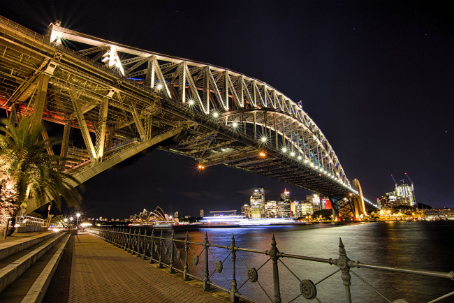 Обои картинки фото iconic harbour bridge, города, - мосты, ночь, мост