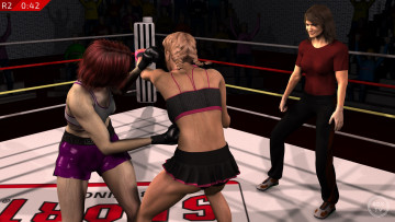 Картинка 3д+графика спорт+ sport фон девушки взгляд ринг бокс