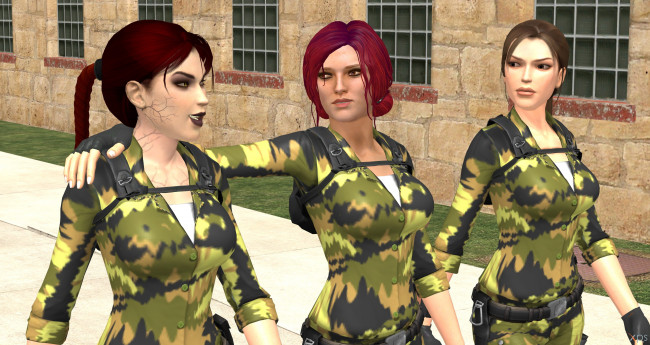 Обои картинки фото 3д графика, армия , military, девушки, взгляд, фон, униформа