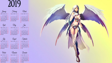 Картинка календари фэнтези 2019 calendar женщина девушка крылья
