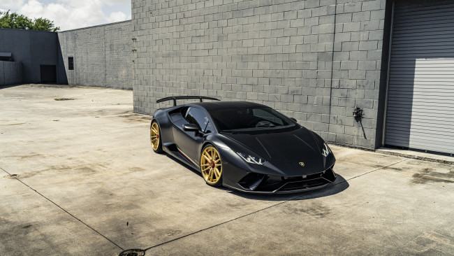 Обои картинки фото автомобили, lamborghini, black, vag, performante, huracan