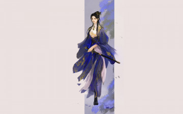 Картинка рисованное люди девушка меч