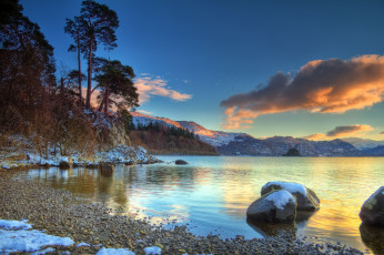 Картинка природа реки озера пейзаж деревья озеро побережье камни горы