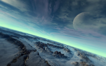 Картинка космос арт снег камни небо холод поверхность