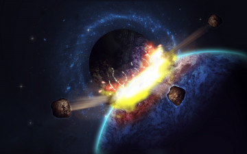 Картинка космос арт планеты астероиды взрыв