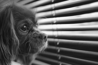 Картинка животные собаки собака взгляд чёрно белое жалюзи