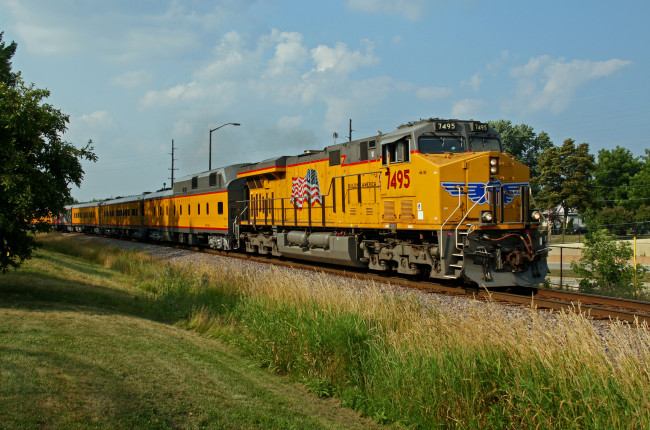 Обои картинки фото техника, поезда, дорога, состав, локомотив, рельсы, железная