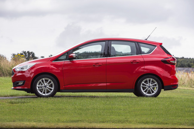 Обои картинки фото автомобили, ford, 2015г, c-max, uk-spec, красный