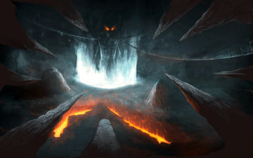 Картинка фэнтези нежить портал ад лава скалы демон