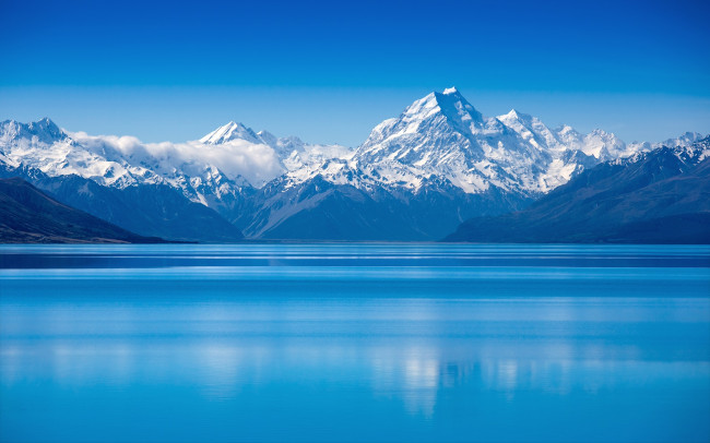 Обои картинки фото природа, реки, озера, озеро, горы, снег