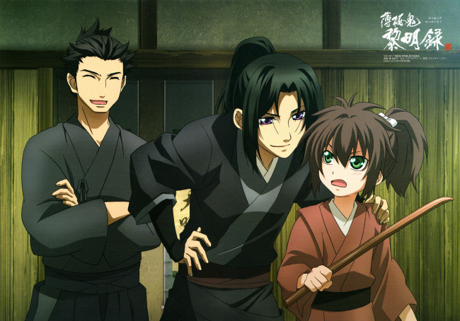 Обои картинки фото аниме, hakuoki, парни, самураи, девушка