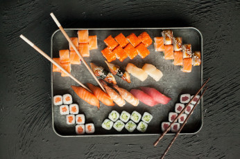 Картинка еда рыба +морепродукты +суши +роллы палочки вкусно рис роллы лосось