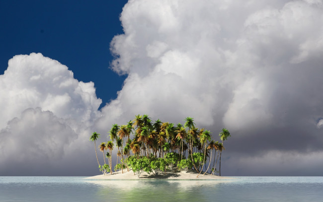 Обои картинки фото природа, тропики, остров, пальмы, вода