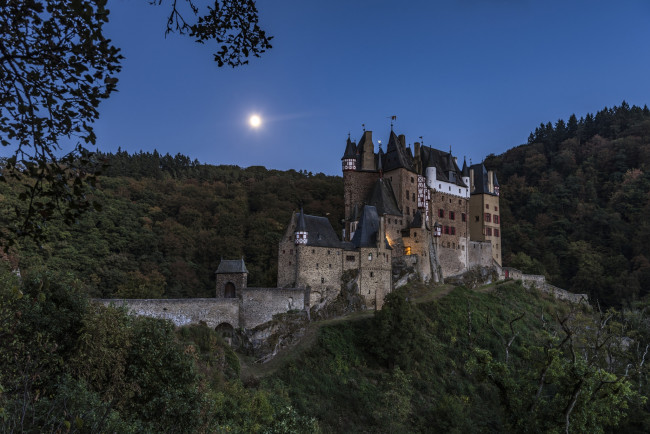 Обои картинки фото burg eltz, города, замки германии, замок, ночь