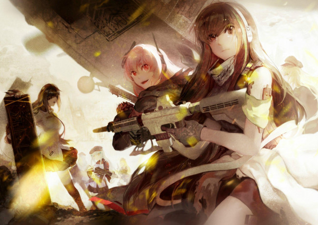 Обои картинки фото аниме, girls frontline, девушки, оружие