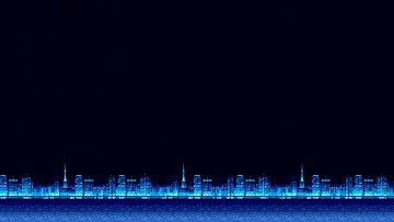 Картинка векторная+графика город+ city синий город фон пиксели 8bit electronic 8бит 8 bit synth retrowave синти synthwave pop бит