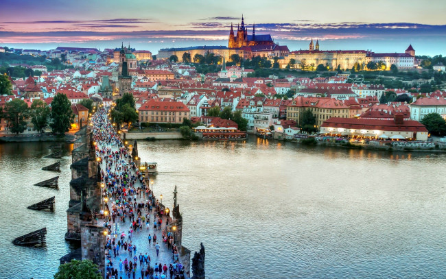 Обои картинки фото города, прага , Чехия, мост, карлов, влтава