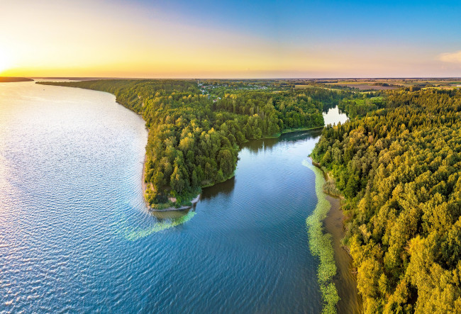 Обои картинки фото природа, реки, озера, лес, озеро, панорама, литва, lithuania, kaunas, reservoir, county, mergakalnis, каунасское, водохранилище