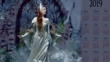 Картинка календари фэнтези женщина calendar 2019 архитектура девушка призрак арка