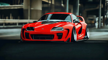 обоя легенда, 3д графика, другое , other, toyota, cars, supra, widebody, aftermarket, ai, art, red, mk4, jdm