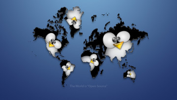 Картинка компьютеры linux материки карта мира пингвин
