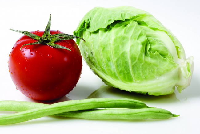 Обои картинки фото еда, овощи, красный, помидор, фасоль, капуста, томаты