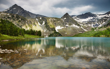Картинка природа реки озера отрахение озеро горы