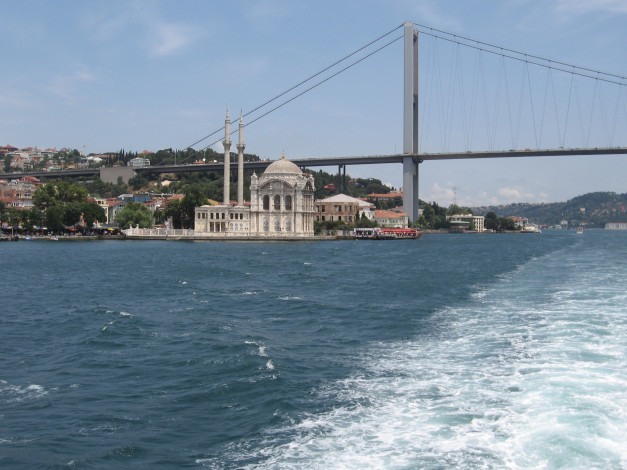 Обои картинки фото города, стамбул, турция, река, мост
