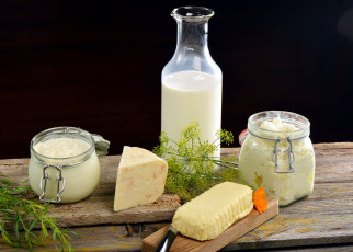 Картинка еда масло +молочные+продукты сметана творог сыр молоко укроп