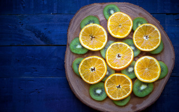 Картинка еда фрукты +ягоды киви апельсины дольки