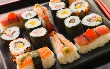 Картинка еда рыба +морепродукты +суши +роллы лосось роллы креветки