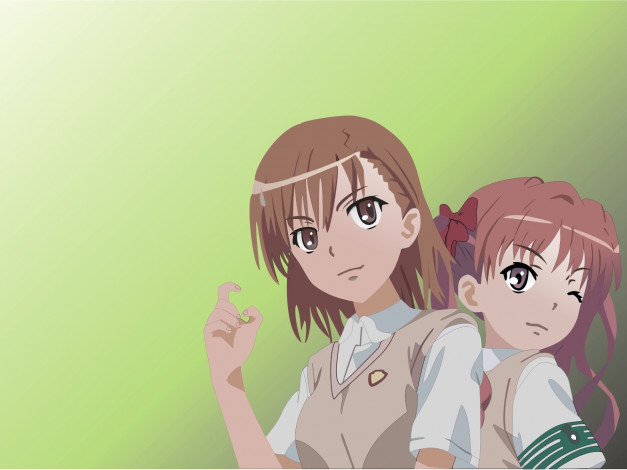 Обои картинки фото аниме, toaru majutsu no index, фон, взгляд, девушки