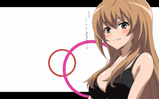 Обои картинки фото аниме, toradora, девушка, взгляд, фон