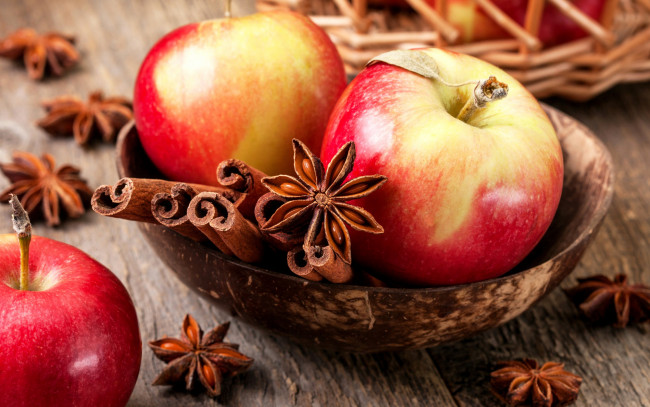 Обои картинки фото еда, Яблоки, корица, яблоки, cinnamon, apples