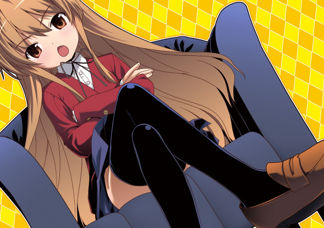 Обои картинки фото аниме, toradora, фон, взгляд, девушка