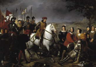 Картинка рисованное живопись картина жанровая великий капитан гонсало де кордова после битвы при Чериньоле федерико мадрасо