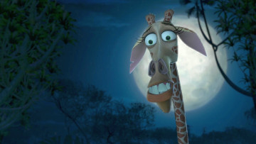 Картинка мультфильмы madagascar +escape+2+africa ночь голова луна жираф