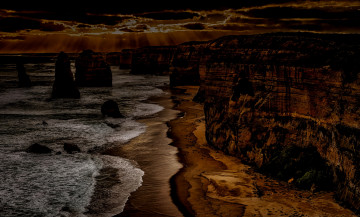 Картинка природа побережье ночь море скала