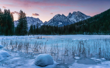 Картинка природа зима озеро берхтесгаден bavaria германия