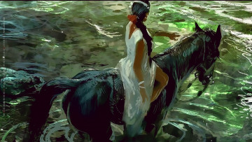 Картинка календари рисованные +векторная+графика женщина calendar конь водоем лошадь девушка 2019