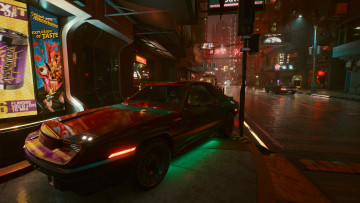 обоя видео игры, cyberpunk 2077, машина, улица, город