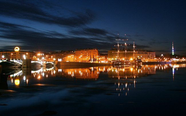 Обои картинки фото питер, ночью, города, санкт, петербург, петергоф, россия