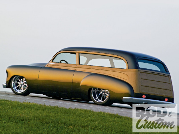 Обои картинки фото 1950, chevy, styleline, deluxe, station, wagon, автомобили, custom, classic, car