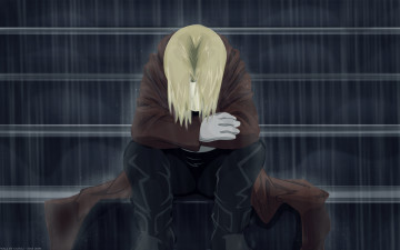 Картинка аниме fullmetal alchemist лестница слезы алхимик эдвард дождь