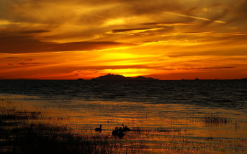 Картинка sunset природа восходы закаты закат озеро горизонт