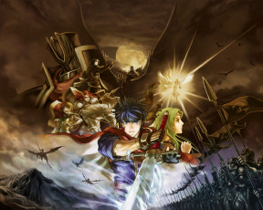 Картинка аниме -weapon +blood+&+technology девушки меч мужчина войско солдаты драконы арт